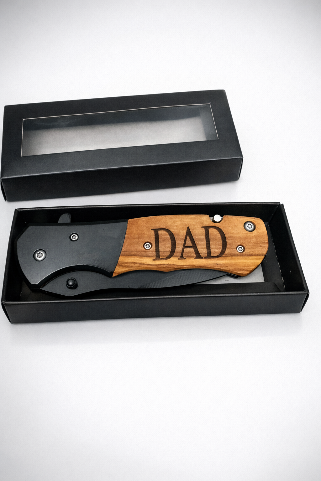 Personalized Engraved Pocket Knife for Dad – Custom Wooden Handle Folding Knife – Father’s Day Gift for Men