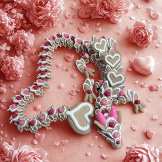 Valentine’s Dragon – Heart Dragon Valentine Decor, Cute Valentine Gift, Pink Love Dragon, Valentine’s Day Collectible