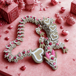 Valentine’s Dragon – Heart Dragon Valentine Decor, Cute Valentine Gift, Pink Love Dragon, Valentine’s Day Collectible